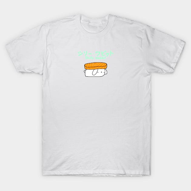 [Shilly Wabbit] Baby Lop Bunny Rabbit Dressing Up As A Salmon Nigiri Sushi T-Shirt by Shilly Wabbit